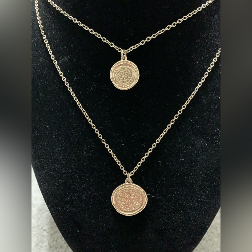 Double Coin Pendant Necklace